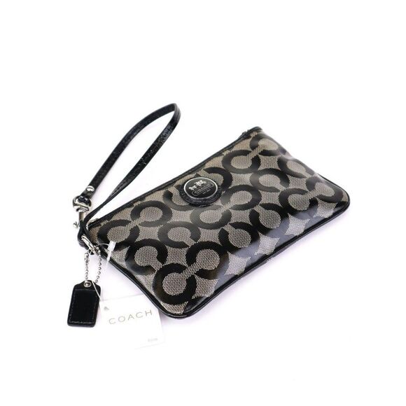NWT Coach Coated Signature Wristlet in Black White - Picture 7 of 9